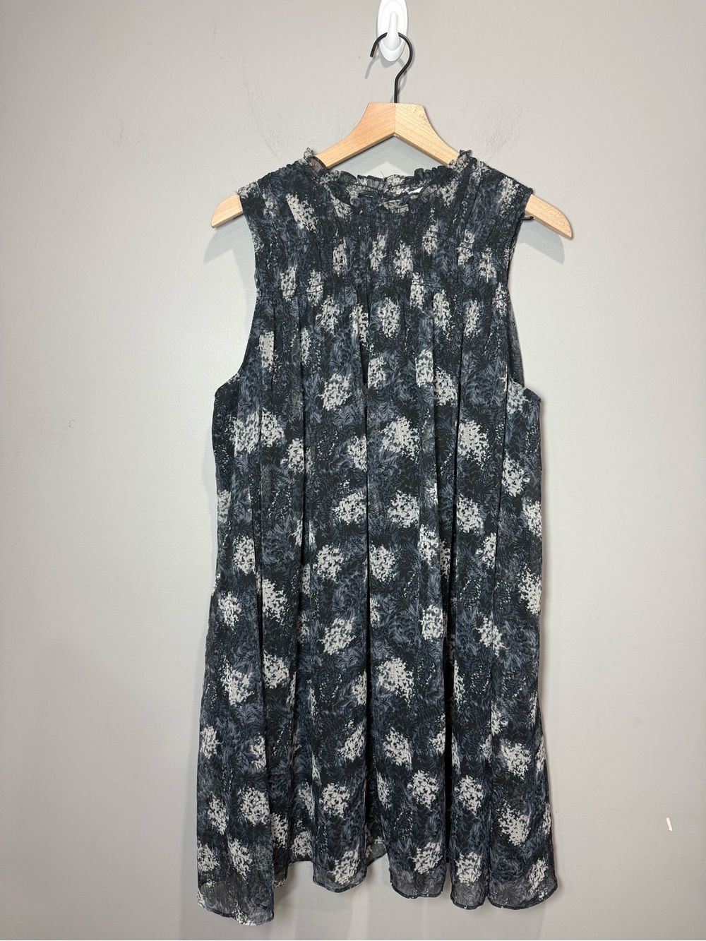 Joie Women's‎ Baltic Print Smocked Chiffon Sleeveless Mini Dress XL